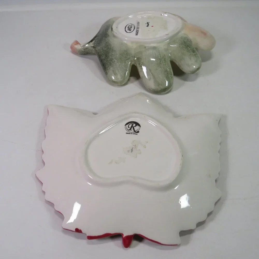 Ceramic (2) Leaf Plates Leaves Trinket Dish Fall Autumn Decor